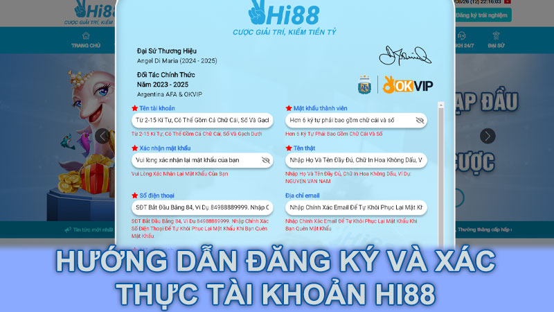 Hướng dẫn đăng ký và xác thực tài khoản Hi88